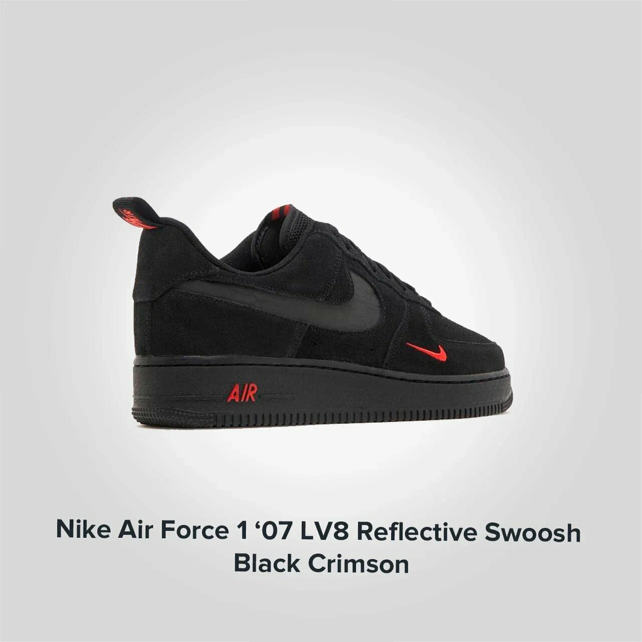Nike Air Force 1 07 LV 8 Reflective Swoosh Black Crimson