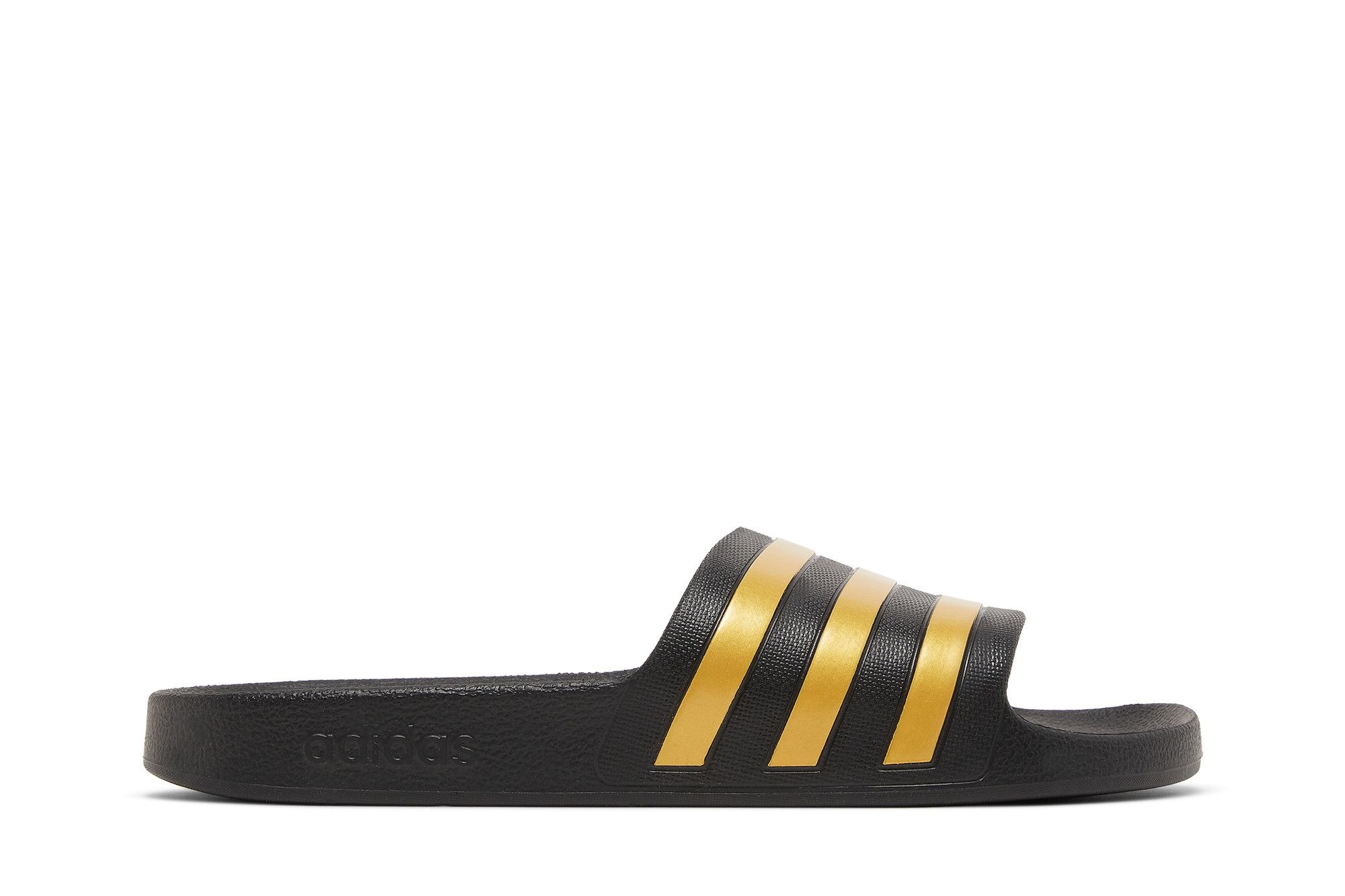 adidas Adilette Aqua Slides 'Black Gold Metallic'