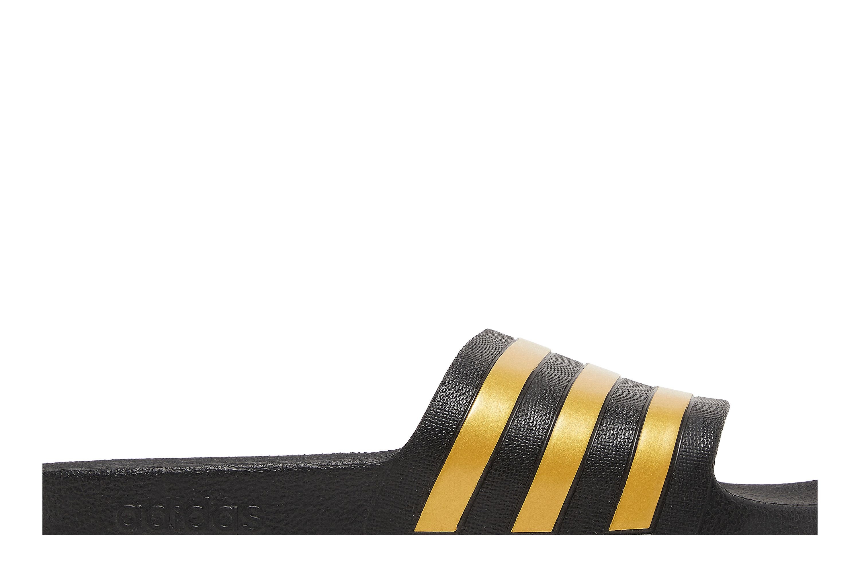 adidas Adilette Aqua Slides 'Black Gold Metallic'