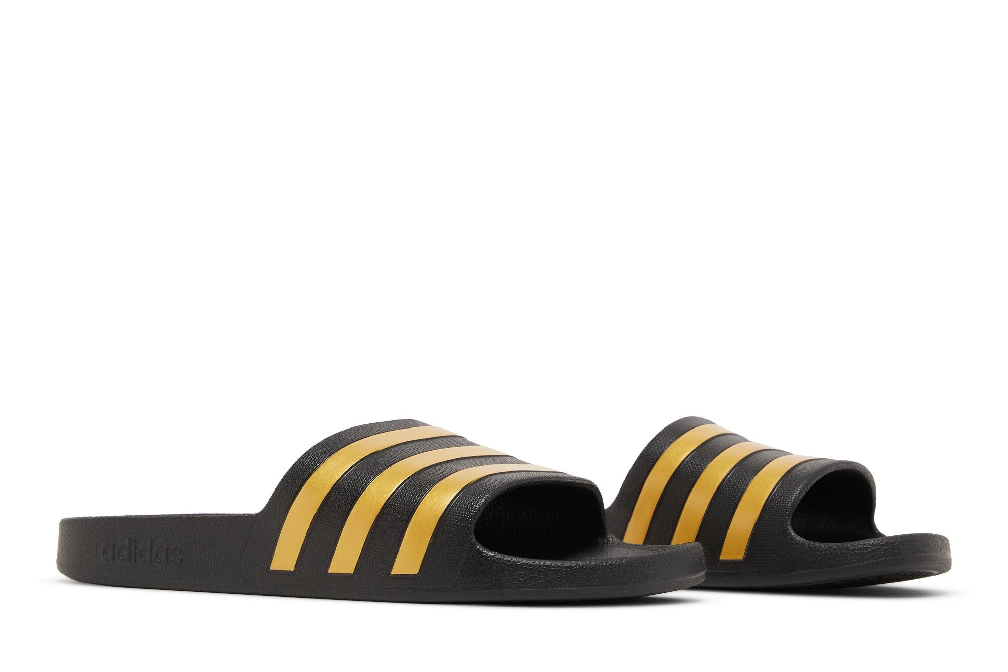 adidas Adilette Aqua Slides 'Black Gold Metallic'