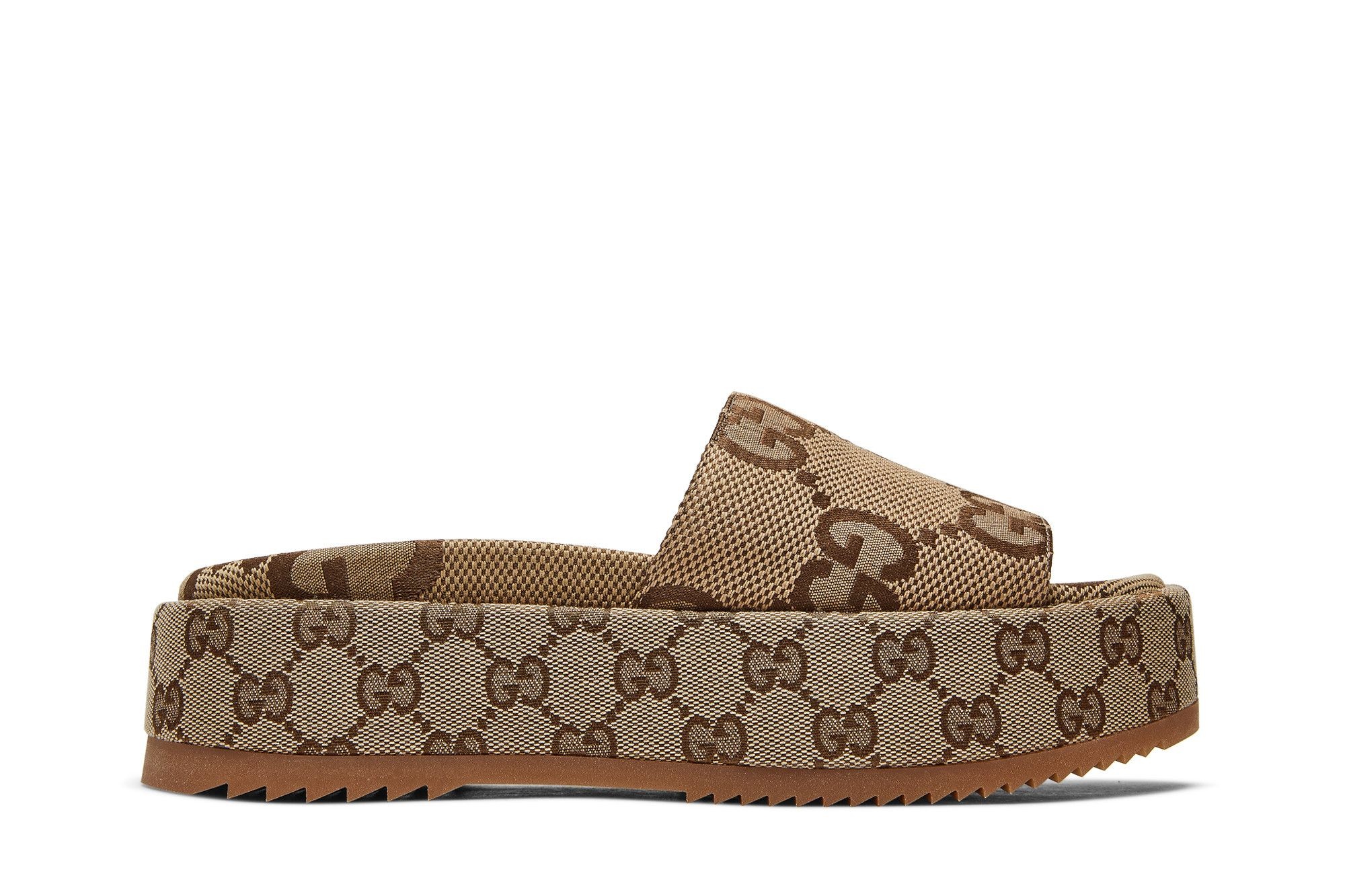 Gucci Wmns GG Lame Platform Slide Sandal 'Camel Monogram'