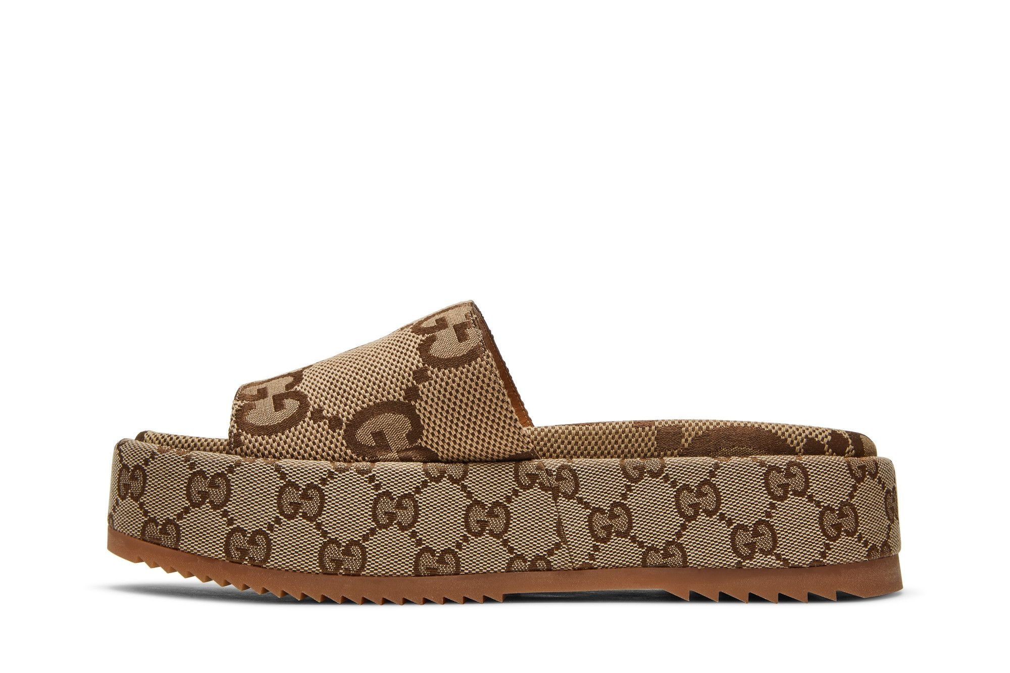 Gucci Wmns GG Lame Platform Slide Sandal 'Camel Monogram'