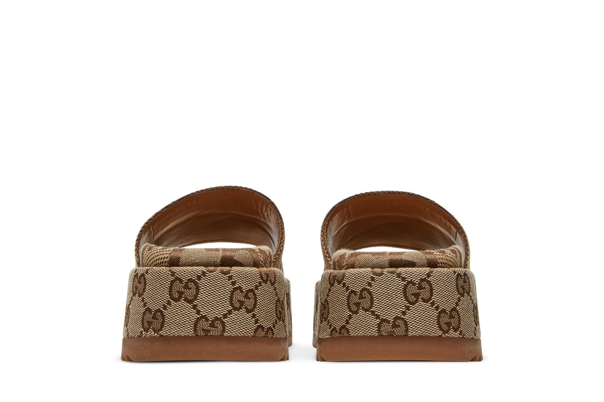 Gucci Wmns GG Lame Platform Slide Sandal 'Camel Monogram'