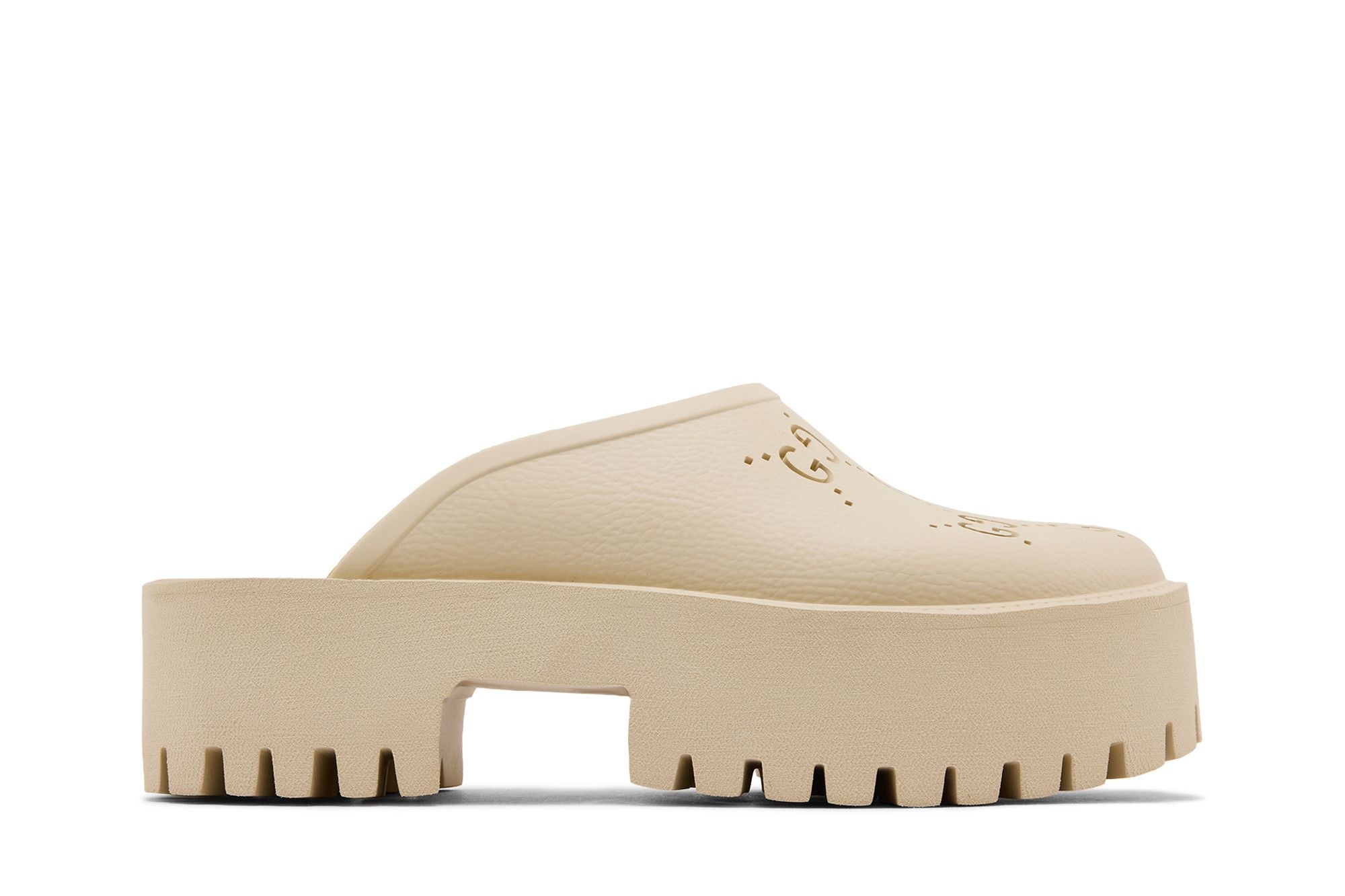Gucci Wmns Platform Perforated G Sandal 'White Rubber'