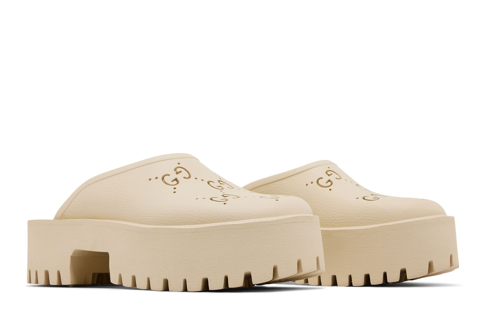 Gucci Wmns Platform Perforated G Sandal 'White Rubber'