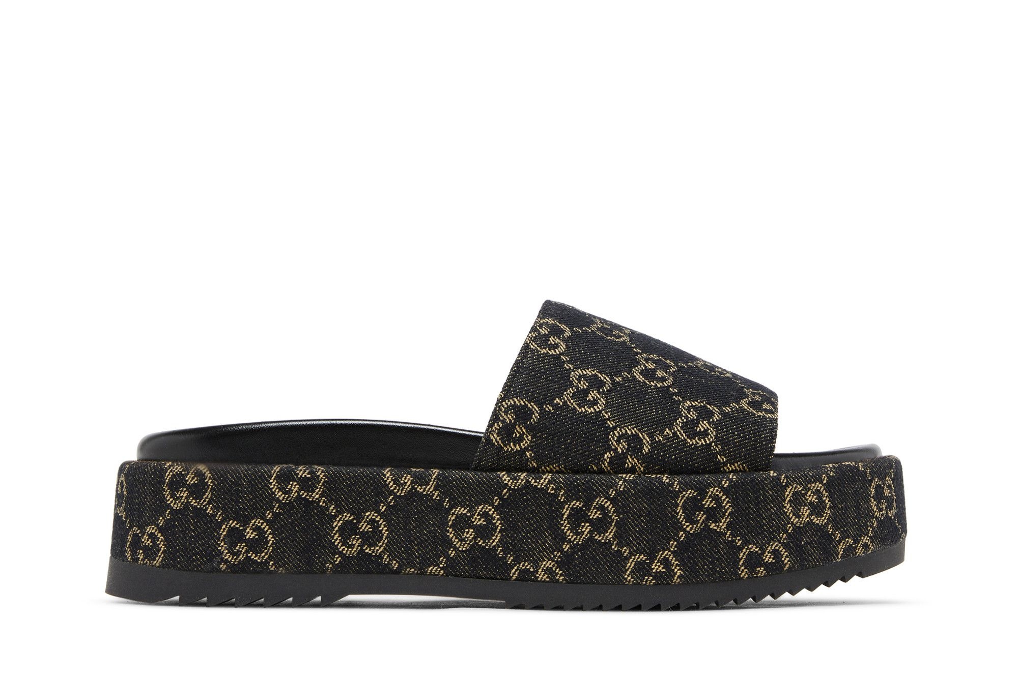 Gucci Wmns GG Lame Platform Slide Sandal 'Black'