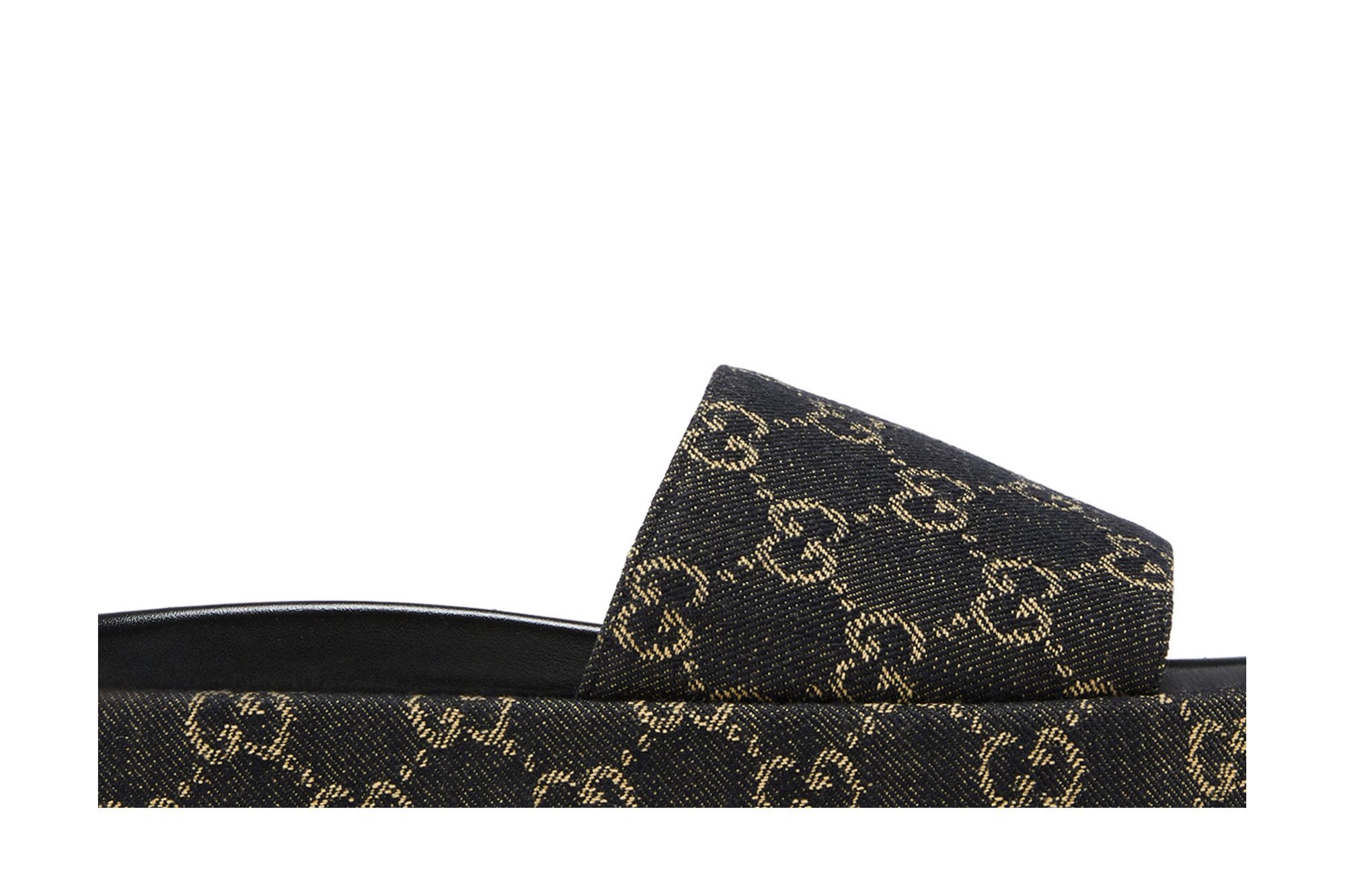 Gucci Wmns GG Lame Platform Slide Sandal 'Black'