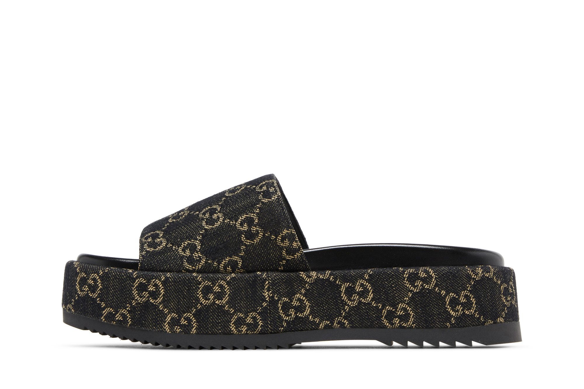 Gucci Wmns GG Lame Platform Slide Sandal 'Black'