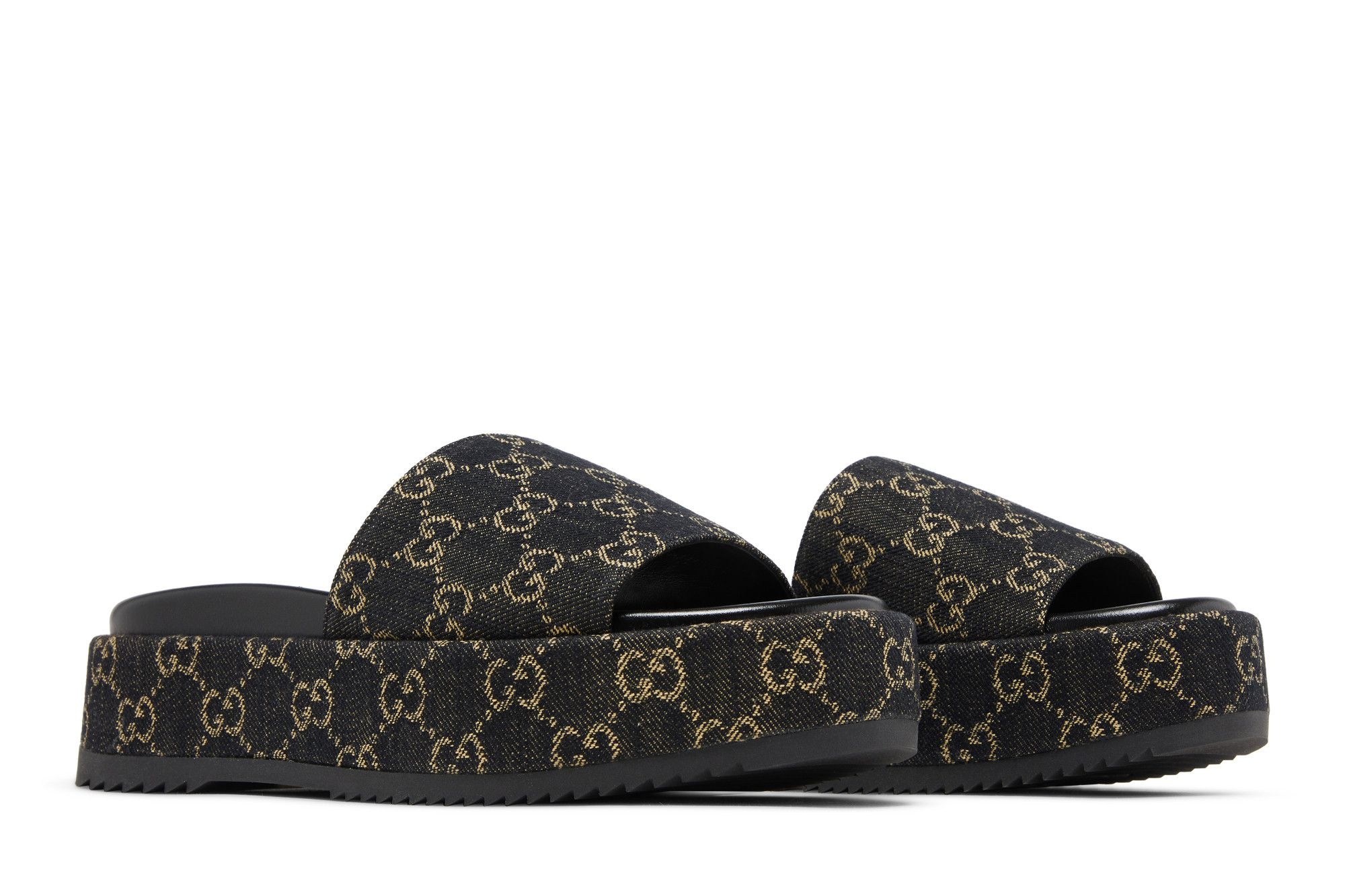 Gucci Wmns GG Lame Platform Slide Sandal 'Black'
