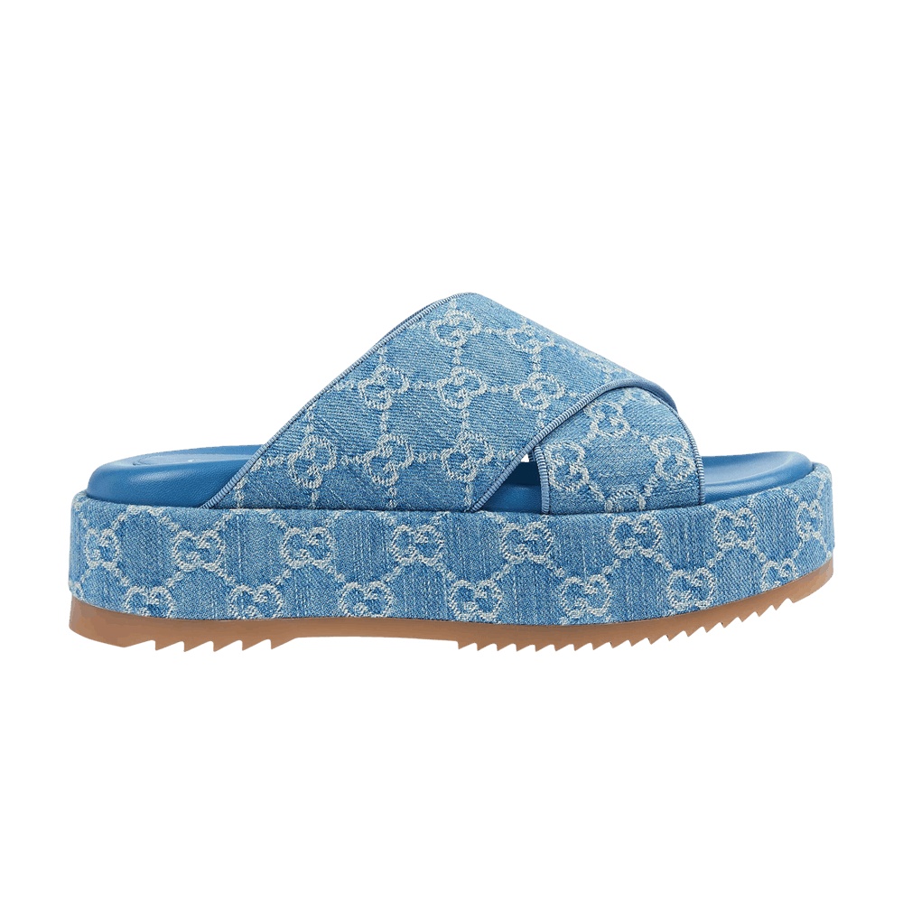 Gucci Wmns GG Platform Slide Sandal 'Light Blue Denim'