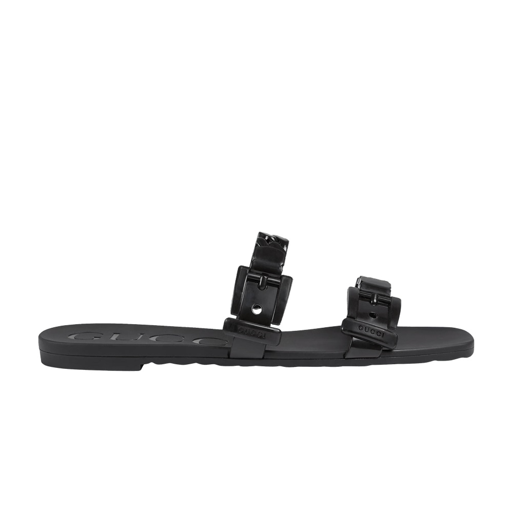 Gucci Wmns Rubber Slide 'Black Rubber Chain'