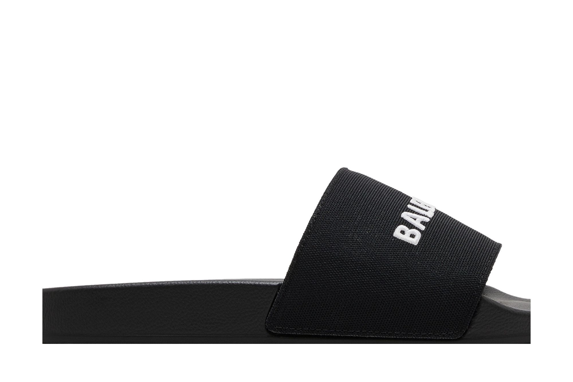 Balenciaga Logo Embroidered Pool Slides 'Black White'