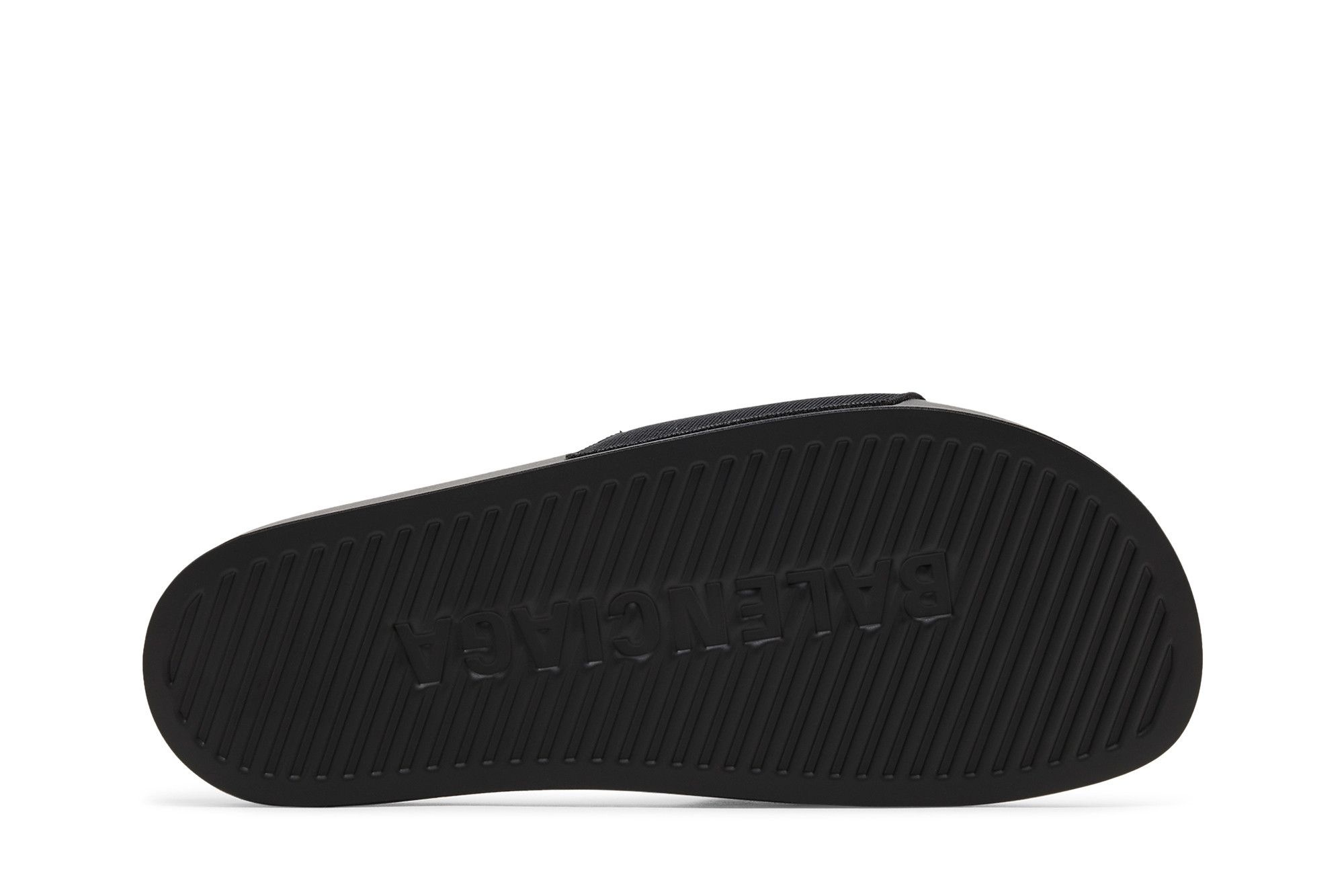 Balenciaga Logo Embroidered Pool Slides 'Black White'