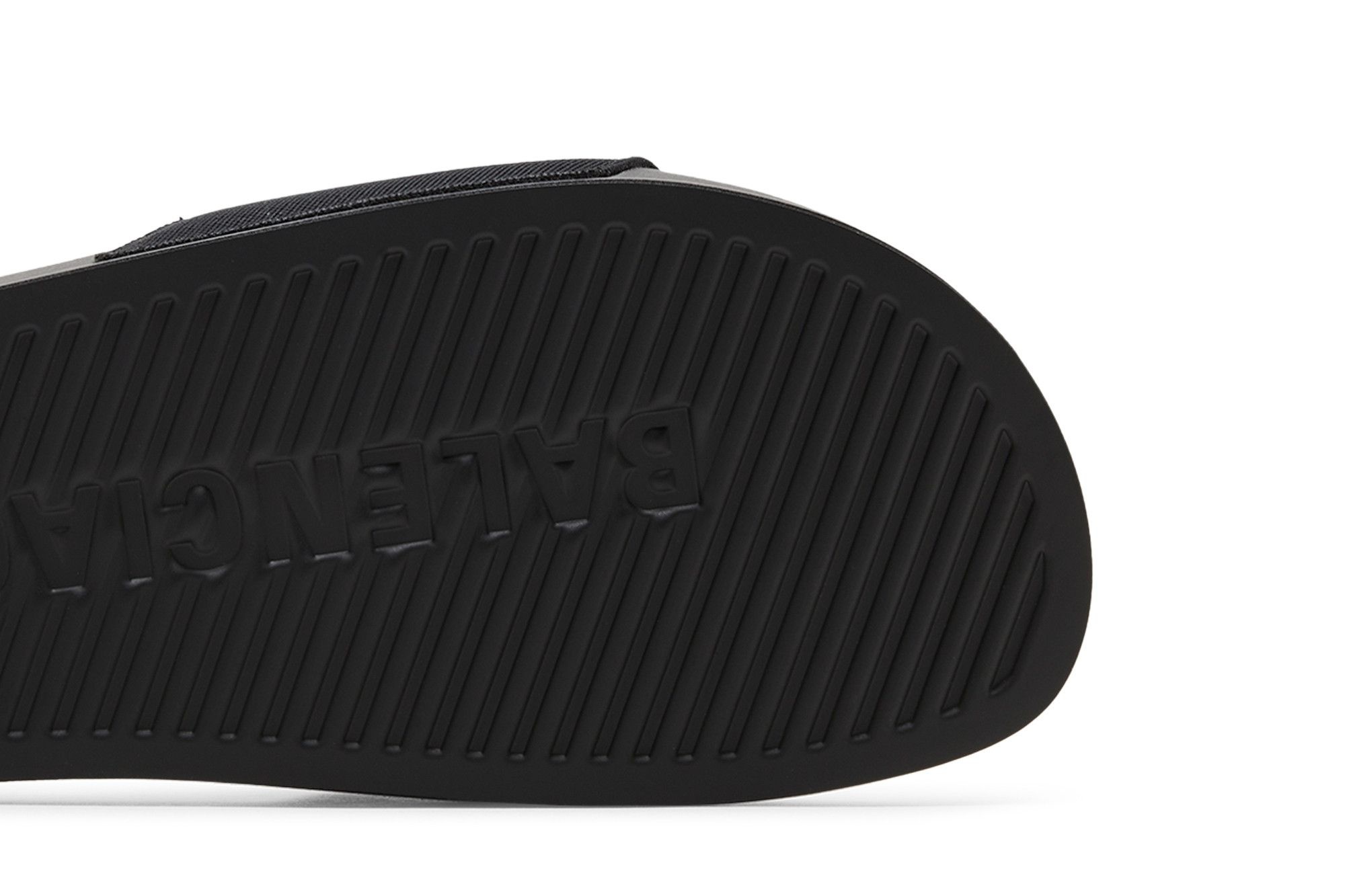 Balenciaga Logo Embroidered Pool Slides 'Black White'