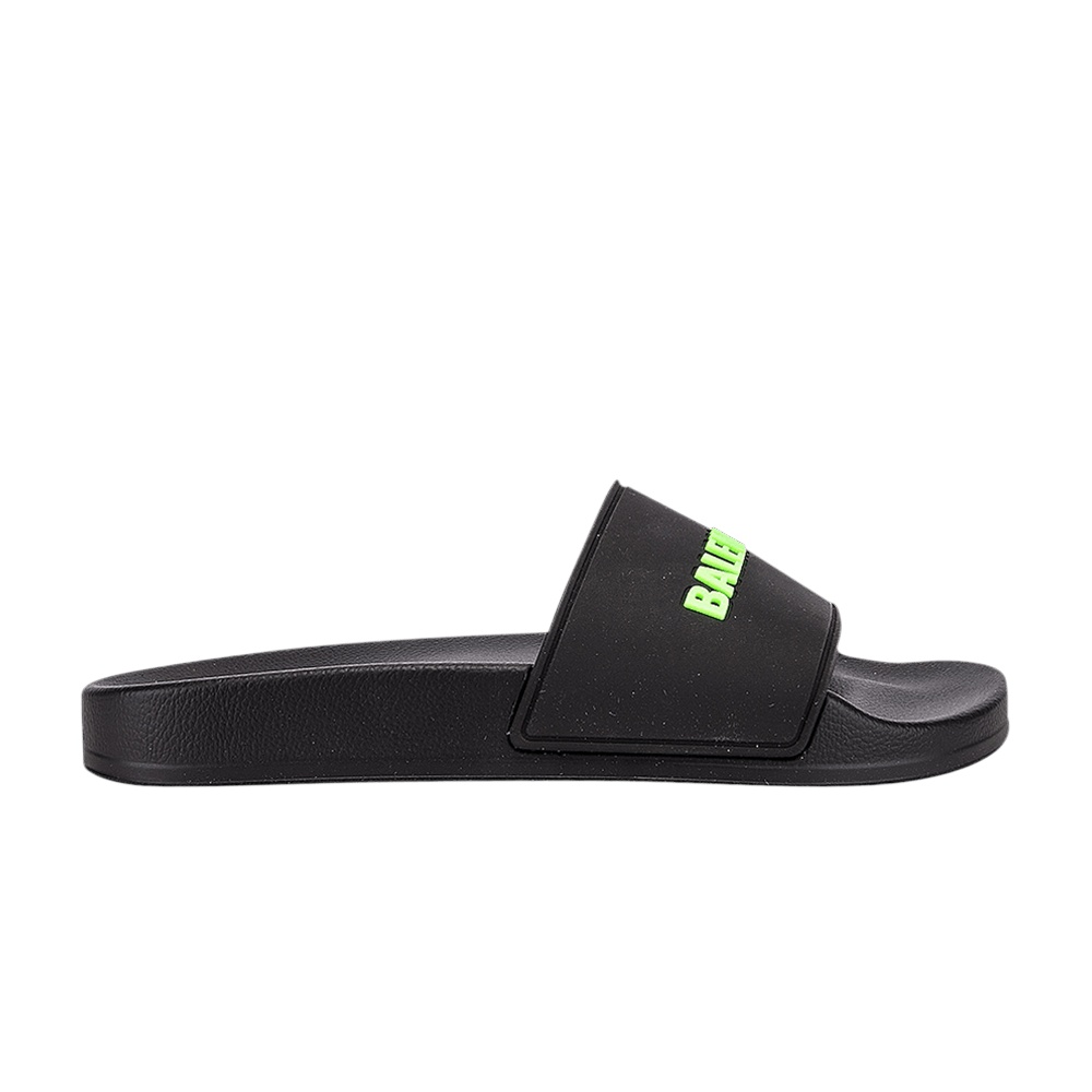 Balenciaga Wmns Pool Slides 'Black Fluo Green'