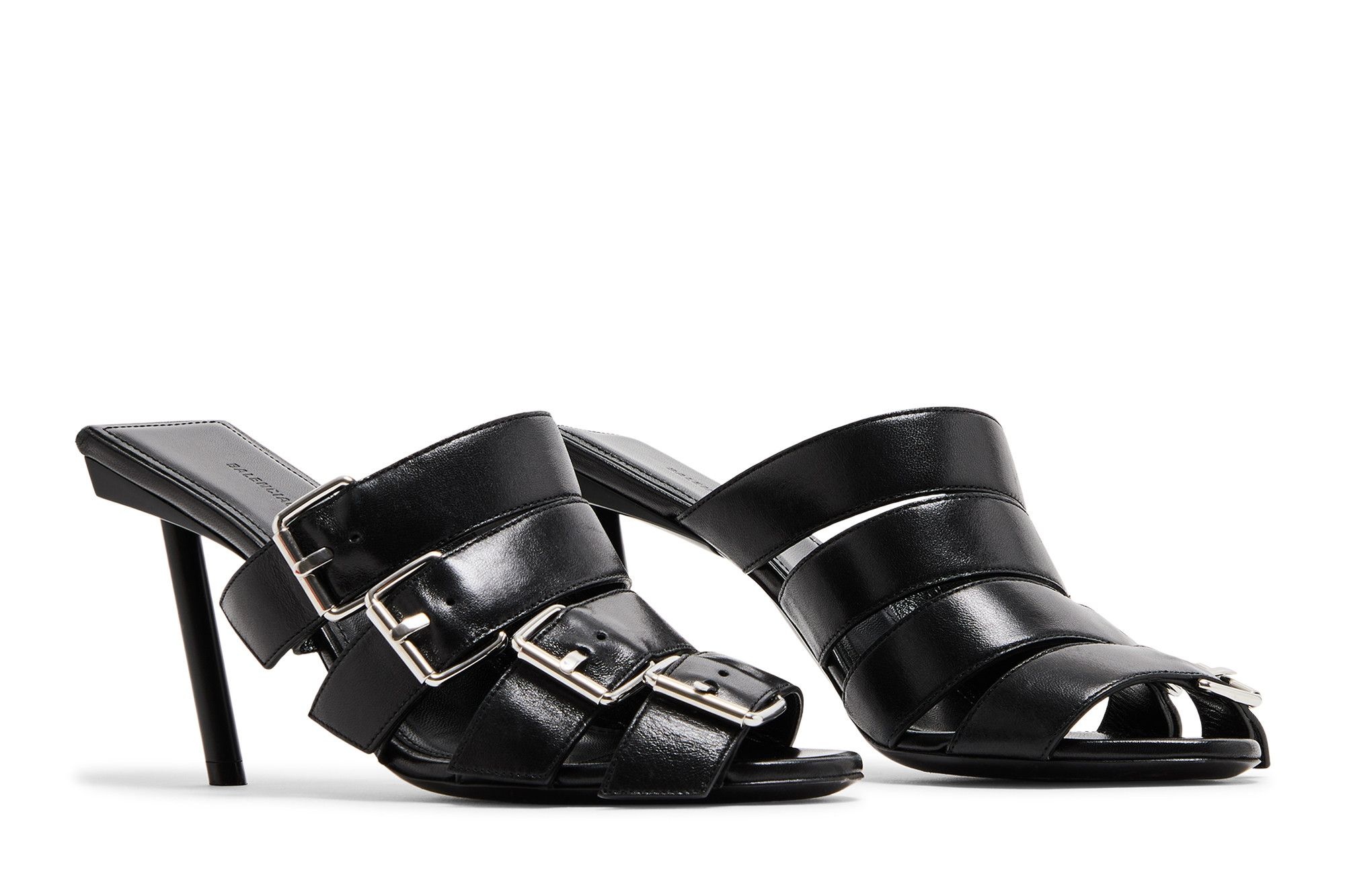 Balenciaga Wmns Buckle Strap Sandal 'Black Silver'