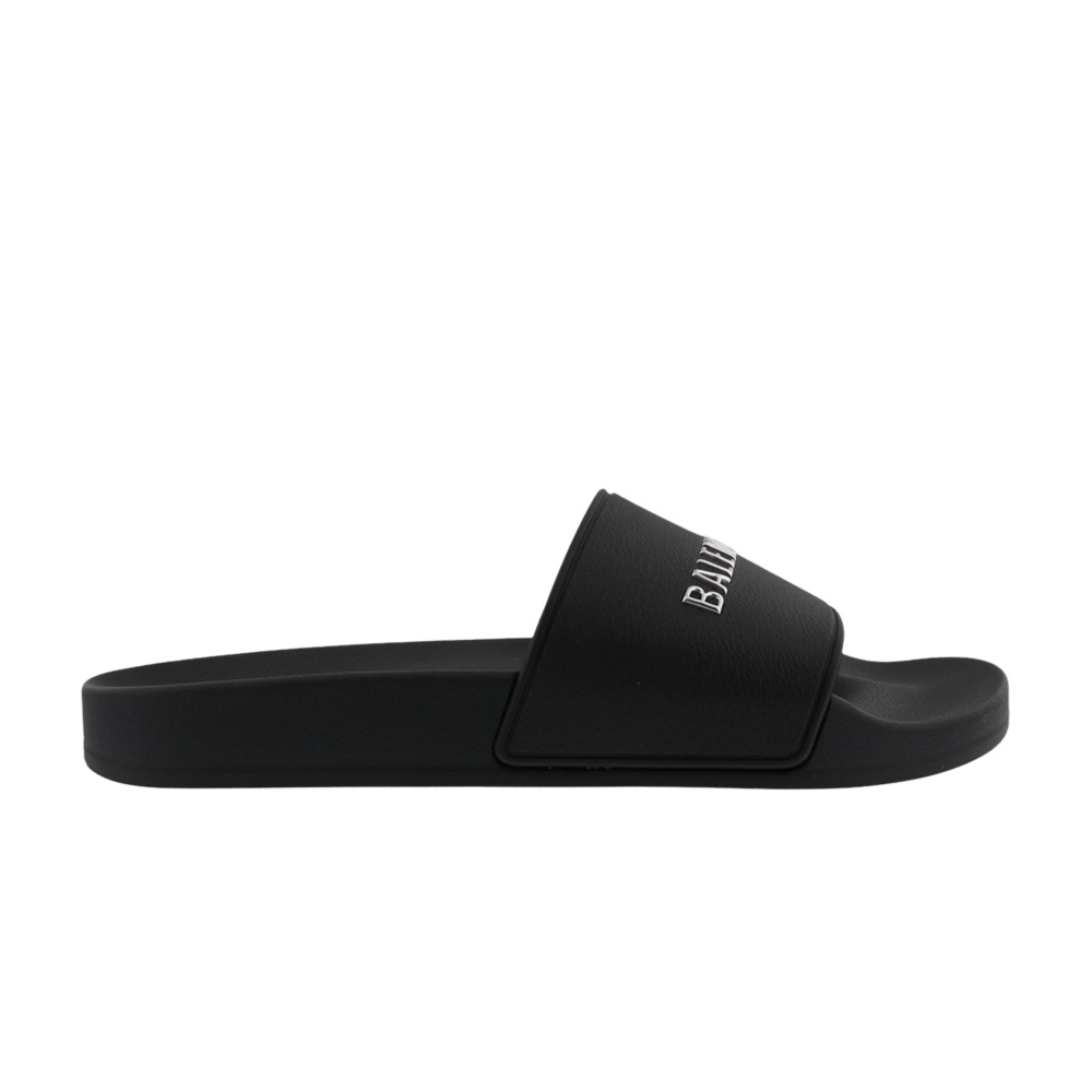 Balenciaga Wmns Pool Slides 'Black Silver Chrome'