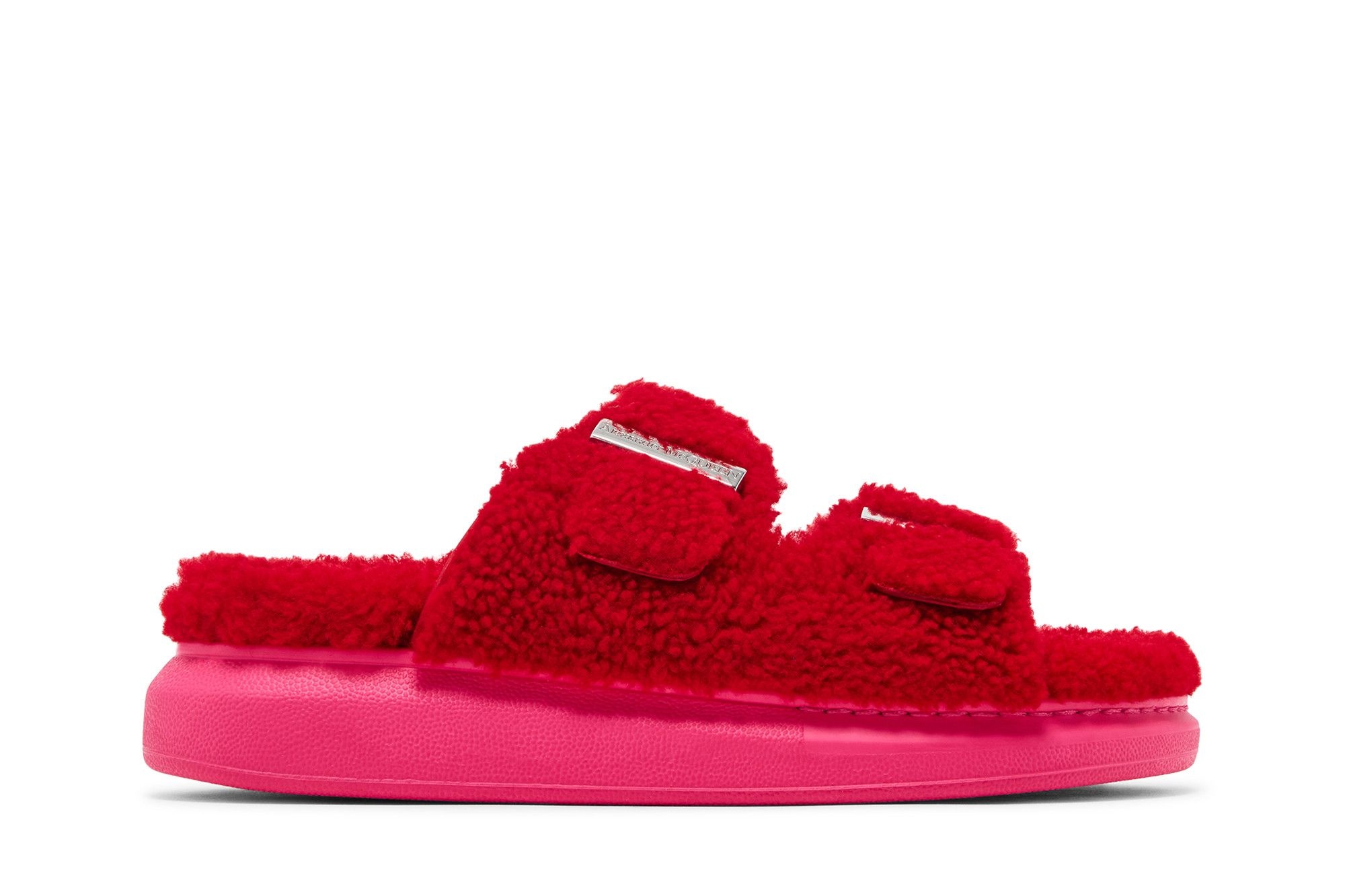 Alexander McQueen Wmns Oversized Hybrid Slide 'Shearling Red Pink'