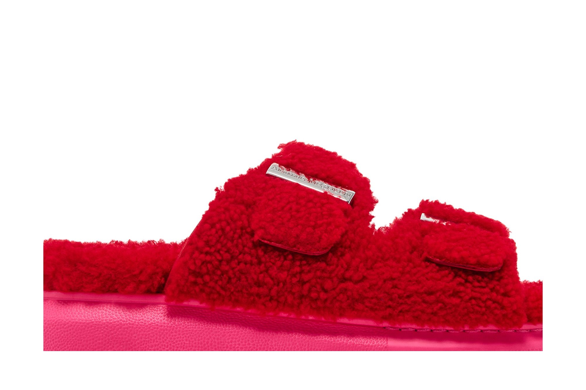 Alexander McQueen Wmns Oversized Hybrid Slide 'Shearling Red Pink'