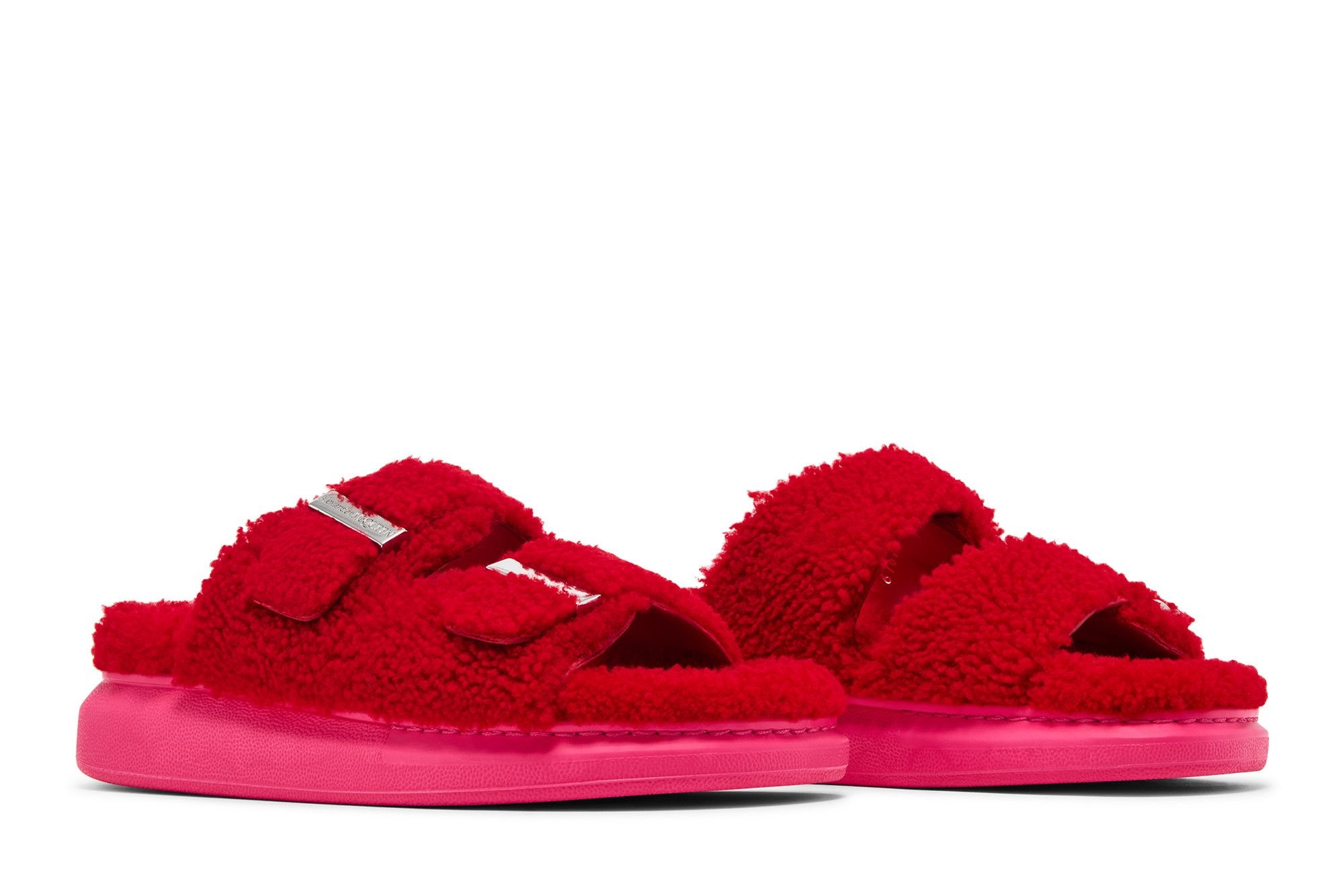 Alexander McQueen Wmns Oversized Hybrid Slide 'Shearling Red Pink'