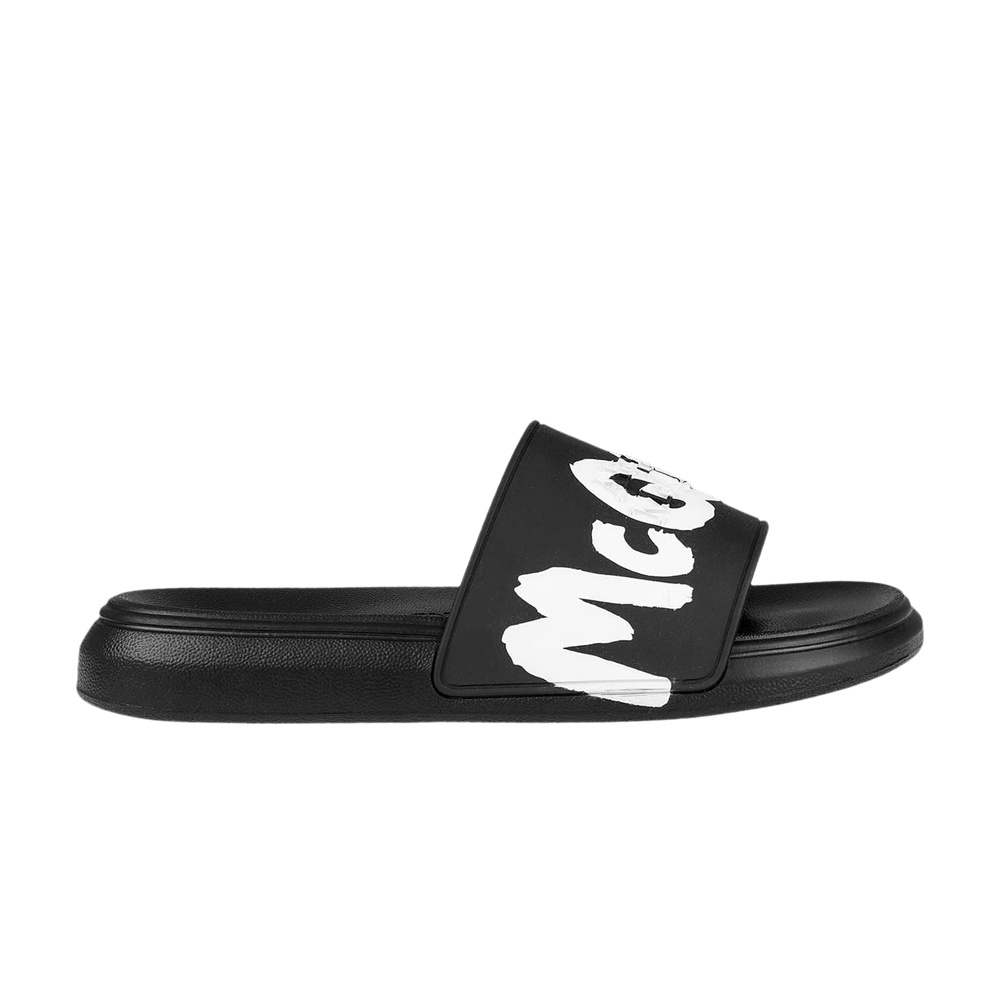Alexander McQueen Wmns Rubber Pool Slide 'Graffiti Logo - Black White'