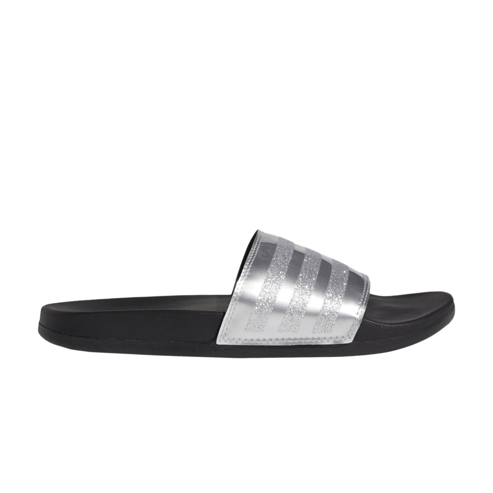 Adidas Wmns Adilette Comfort Slides 'Stripes Shimmer - Silver Metallic'