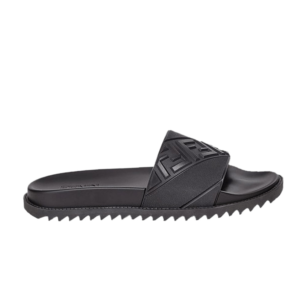 Fendi Rubber Slides 'Embossed Diagonal FF Motif - Black'
