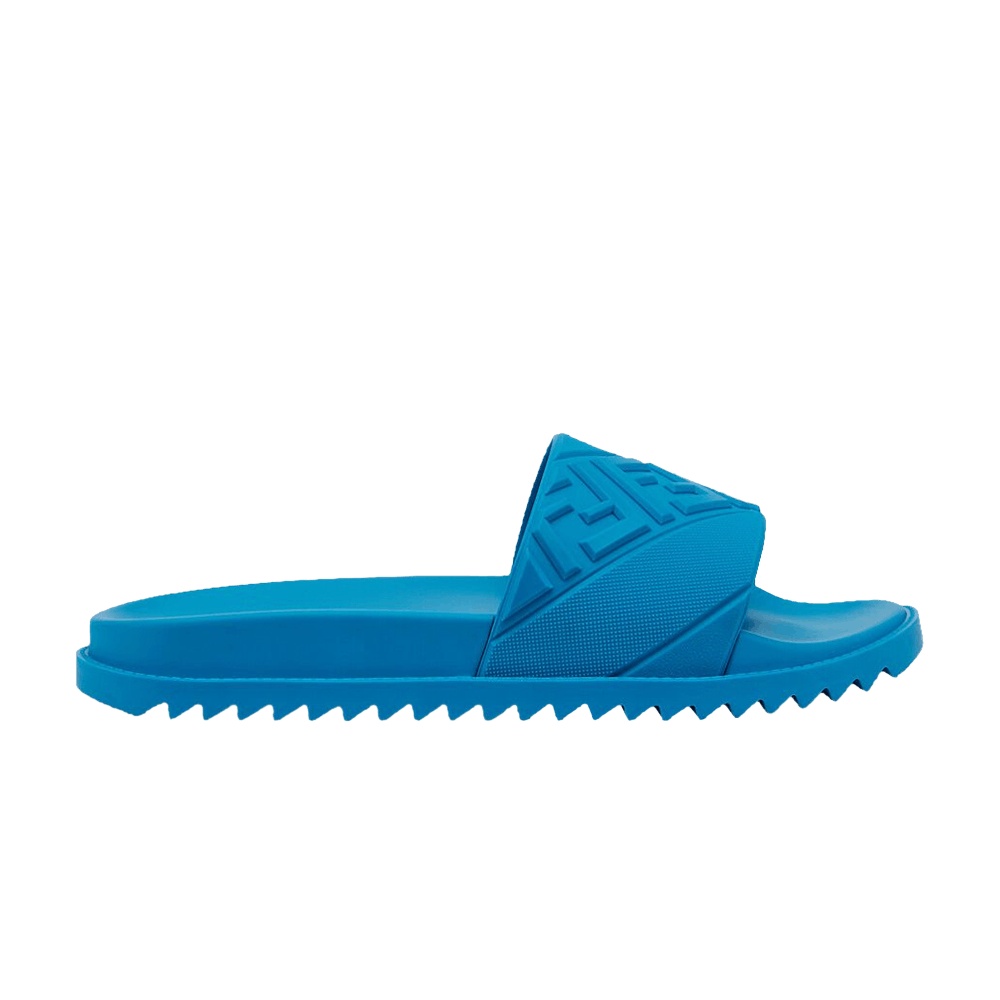 Fendi Rubber Slides 'Embossed Diagonal FF Motif - Turquoise'
