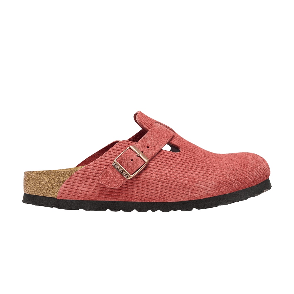 Birkenstock Boston Suede Embossed Corduroy Narrow 'Sienna Red'