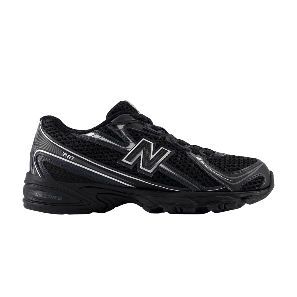 New Balance 740 Bungee Lace Little Kid Wide 'Black Silver Metallic'