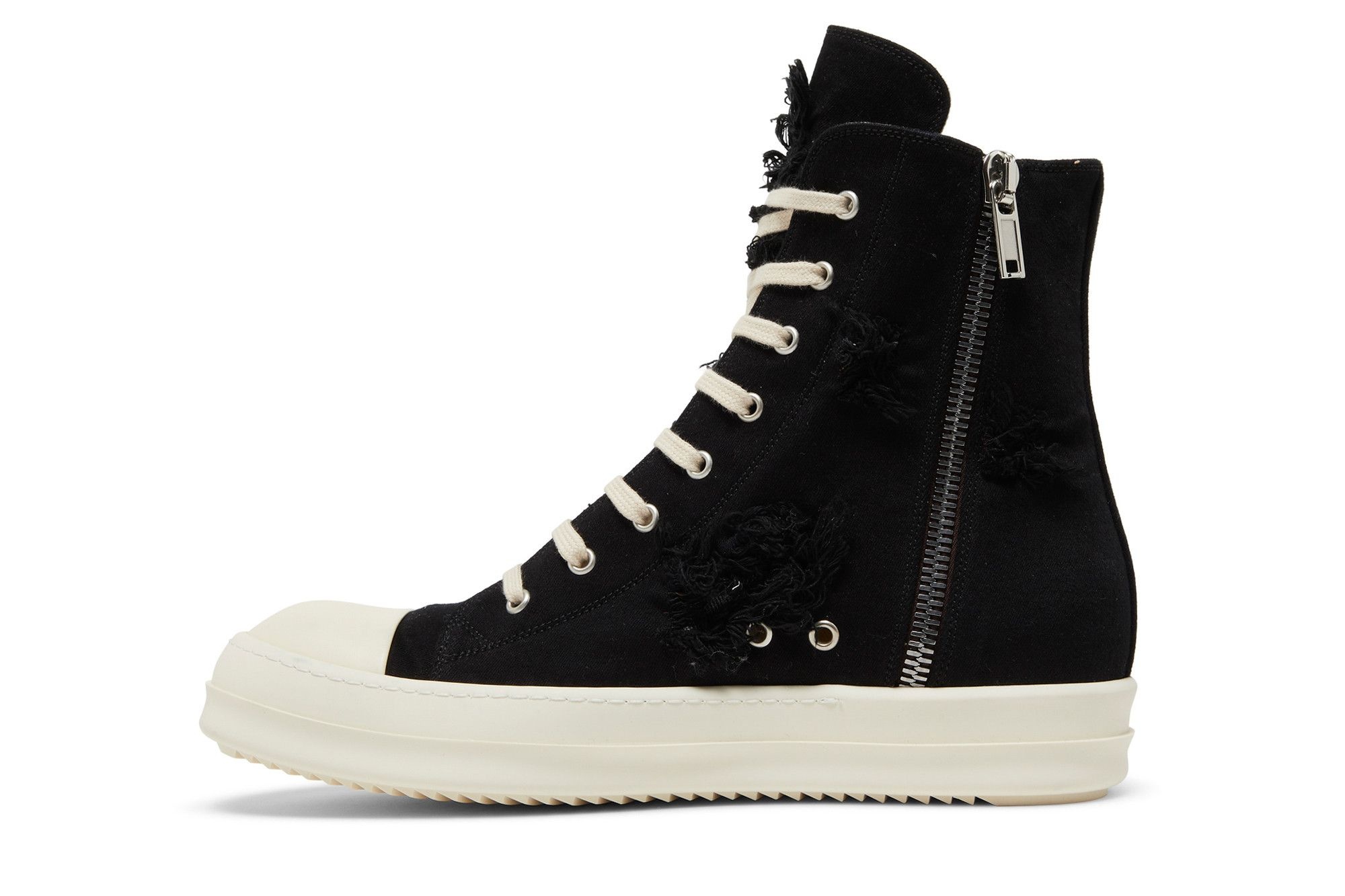 Rick Owens DRKSHDW Strobe Cotton Denim Slashed High 'Black Milk'