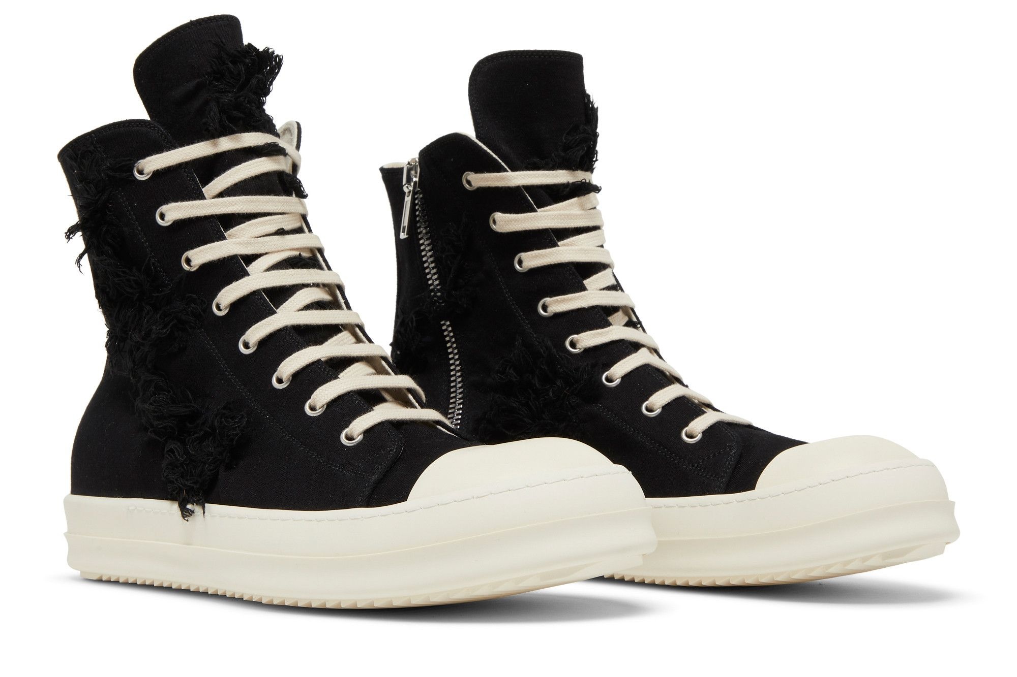 Rick Owens DRKSHDW Strobe Cotton Denim Slashed High 'Black Milk'