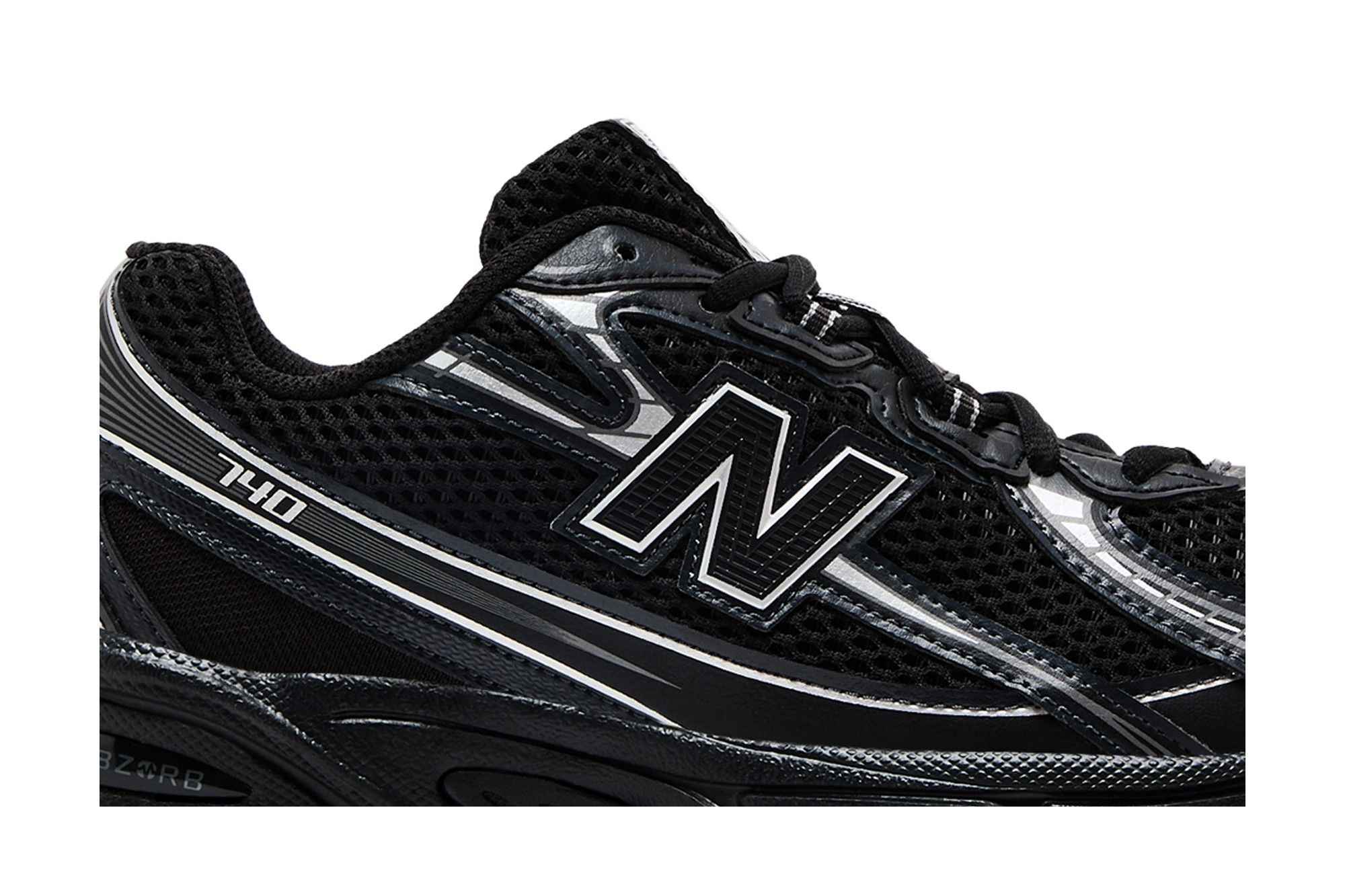 New Balance 740 Big Kid Wide 'Black Silver Metallic'