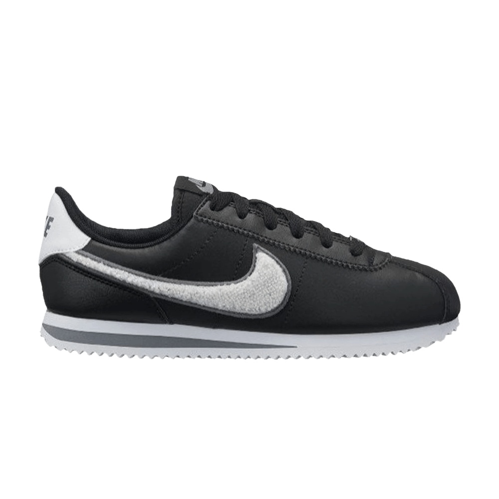 Nike Cortez Basic Leather SE GS 'Chenille Swoosh - Black'