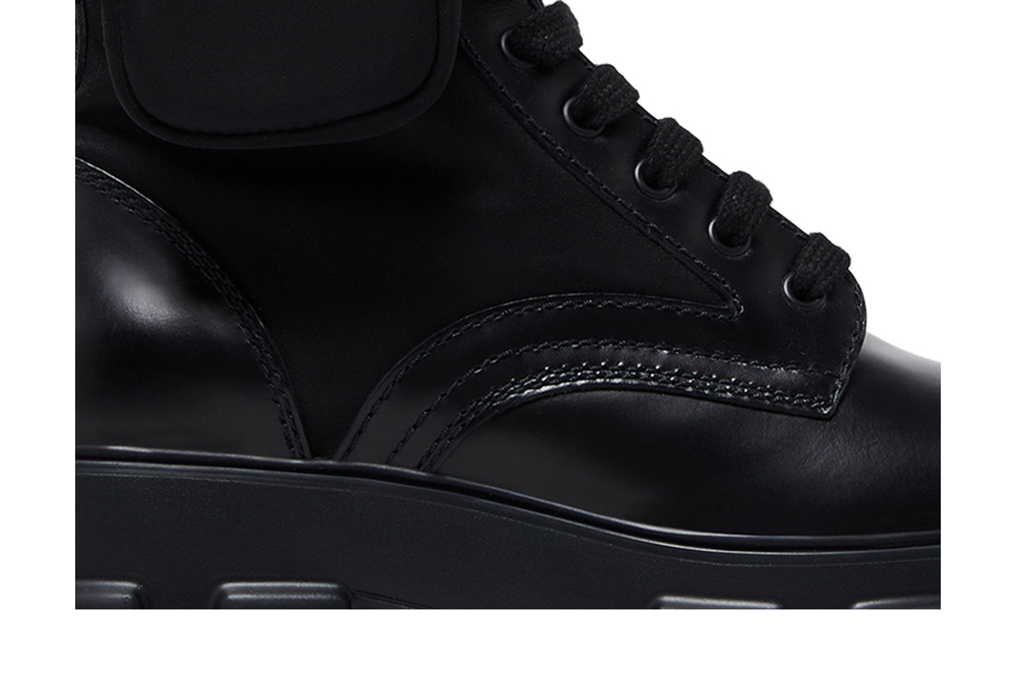 Prada Monolith Brushed Leather and Nylon Boot 'Black'
