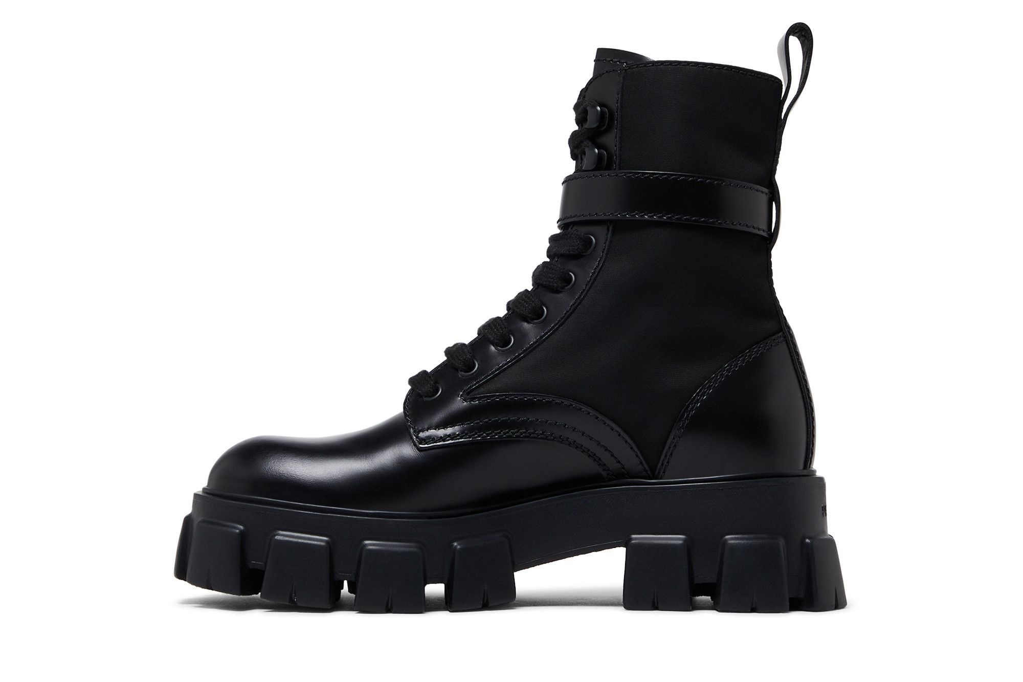 Prada Monolith Brushed Leather and Nylon Boot 'Black'
