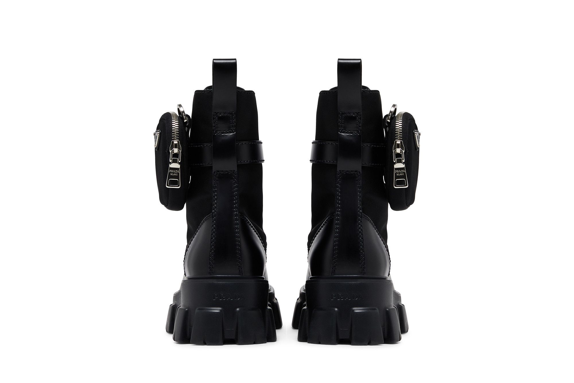 Prada Monolith Brushed Leather and Nylon Boot 'Black'
