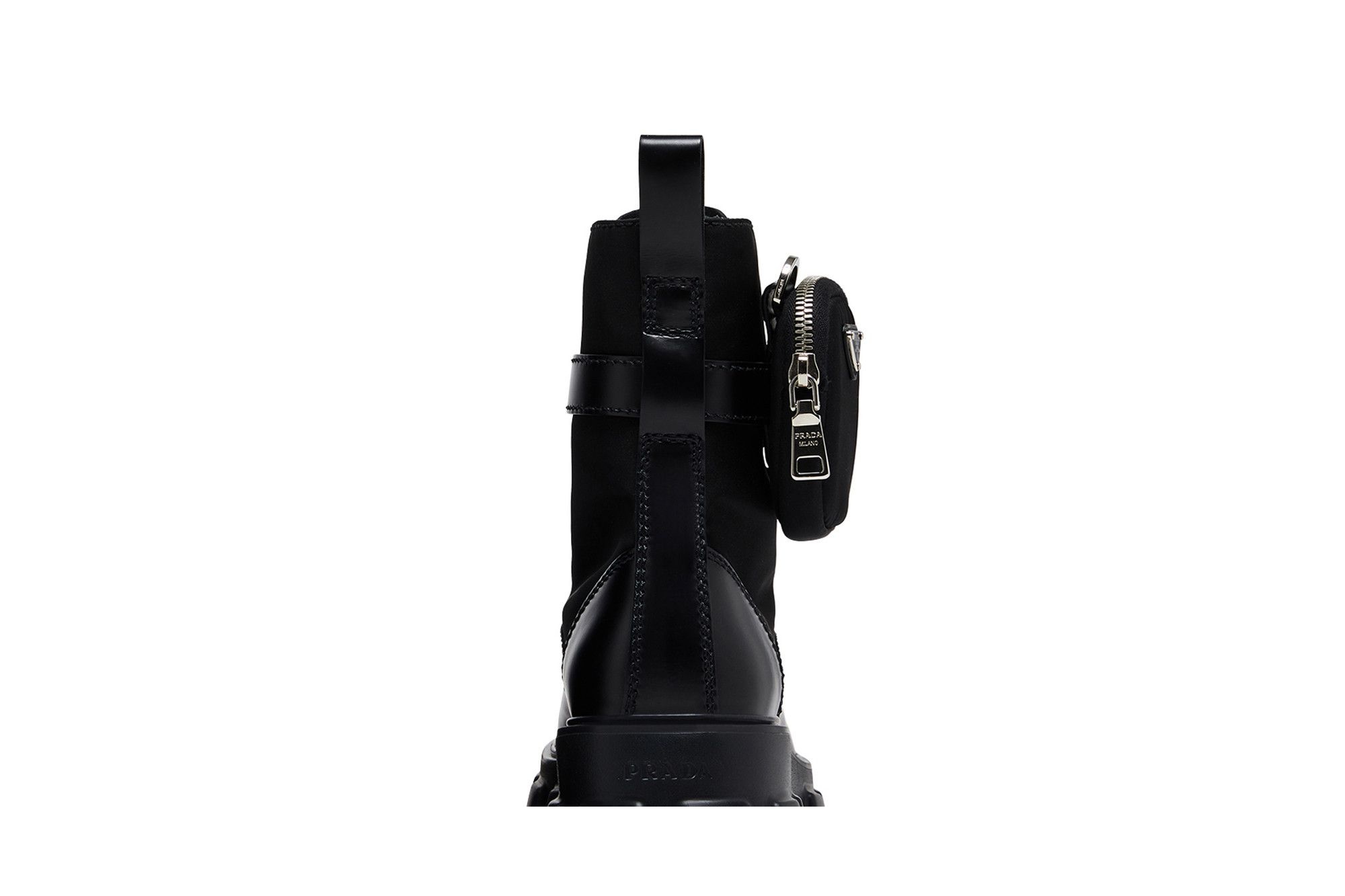 Prada Monolith Brushed Leather and Nylon Boot 'Black'