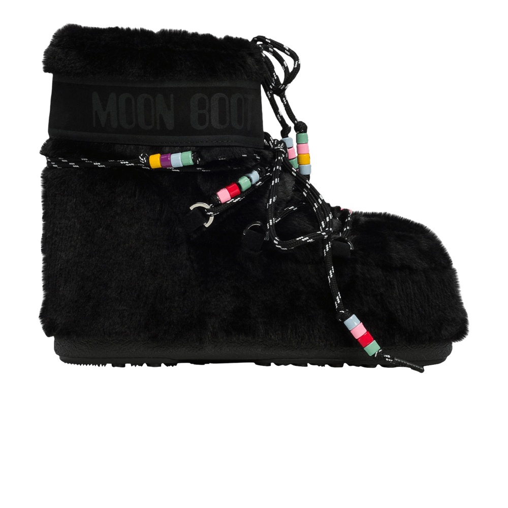 Moon Boot Icon Faux-Fur Low Boot 'Black Beads'
