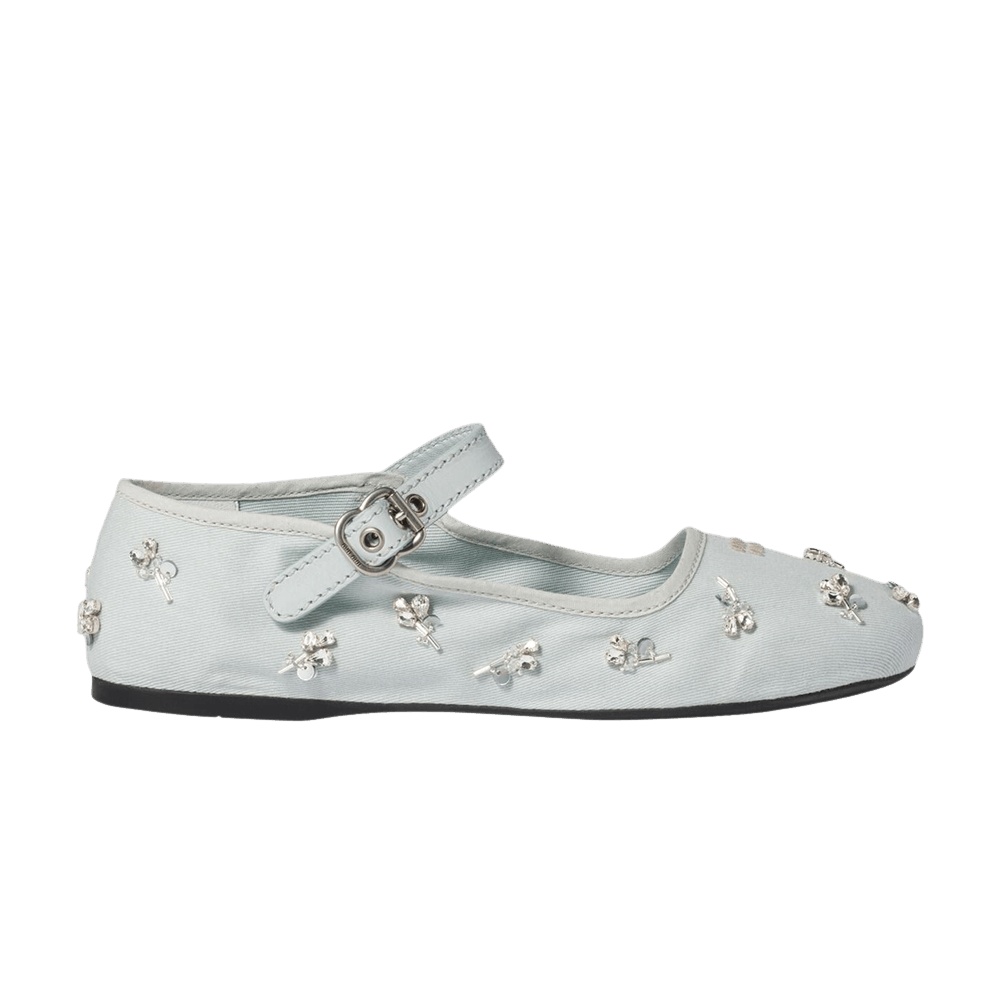 Miu Miu Wmns Embroidered Drill Ballerina 'Powder Blue'